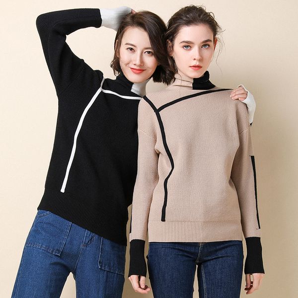high collar ladies sweater 2019 new autumn and winter short loose hooded cashmere sweater knit bottoming shirt long sleeve, White;black
high collar ladies sweater 2019 new autumn and winter short loose hooded cashmere sweater knit bottoming shirt long sleeve, White;black