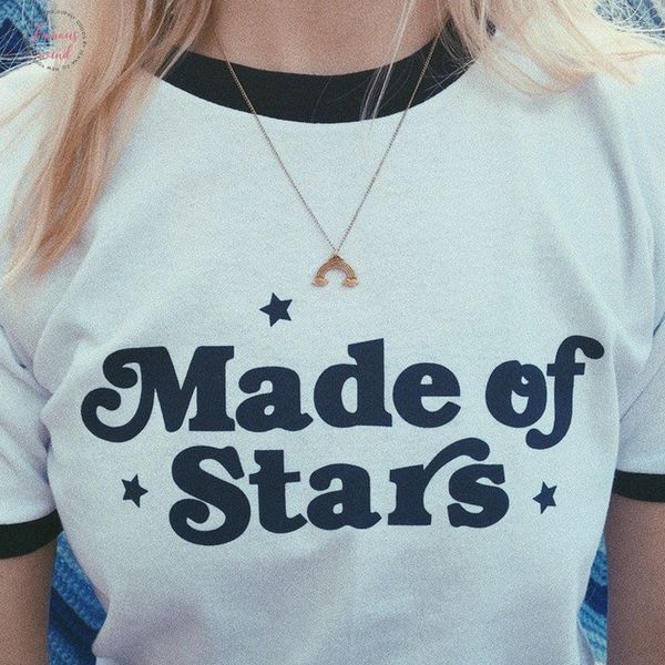 made of stars letter printed women t shirt casual funny shirt for lady tee hipster female t shirt for summer, White
made of stars letter printed women t shirt casual funny shirt for lady tee hipster female t shirt for summer, White