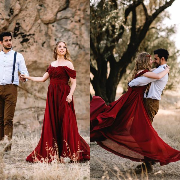 2019 dark red prom dresses off shoulder ruffle floor length boho bridal gowns formal evening dress custom made, Black
2019 dark red prom dresses off shoulder ruffle floor length boho bridal gowns formal evening dress custom made, Black