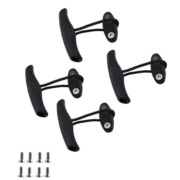 4pcs 4'' plastic kayak canoe carry handle pull handle t-handle with cord