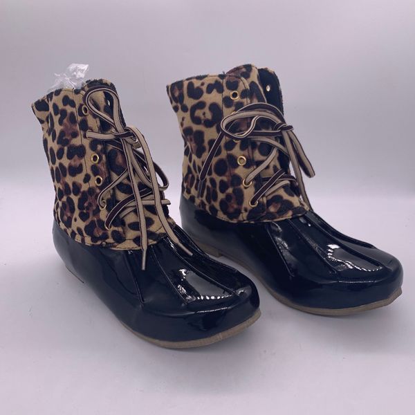leopard splicing boots women fashion garden ready lace-up rain footwear ankle boots for women large size chaussures femme, Black
leopard splicing boots women fashion garden ready lace-up rain footwear ankle boots for women large size chaussures femme, Black