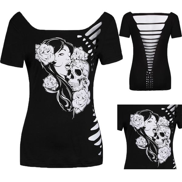 women women designer shirts summer burning flowers hollow skull head t shirts plus size casual women t shirt drop shipping, White
women women designer shirts summer burning flowers hollow skull head t shirts plus size casual women t shirt drop shipping, White