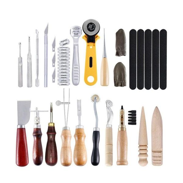 24/25/28/59pcs leather craft tools kit hand diy sewing stitching punch carving work saddle leathercraft for leather working
24/25/28/59pcs leather craft tools kit hand diy sewing stitching punch carving work saddle leathercraft for leather working