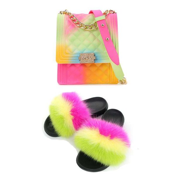 women's rainbow vertical oblique cross bag 100% fur slippers chain jelly bag fur slides indoor flip flops plush shoes, Black
women's rainbow vertical oblique cross bag 100% fur slippers chain jelly bag fur slides indoor flip flops plush shoes, Black