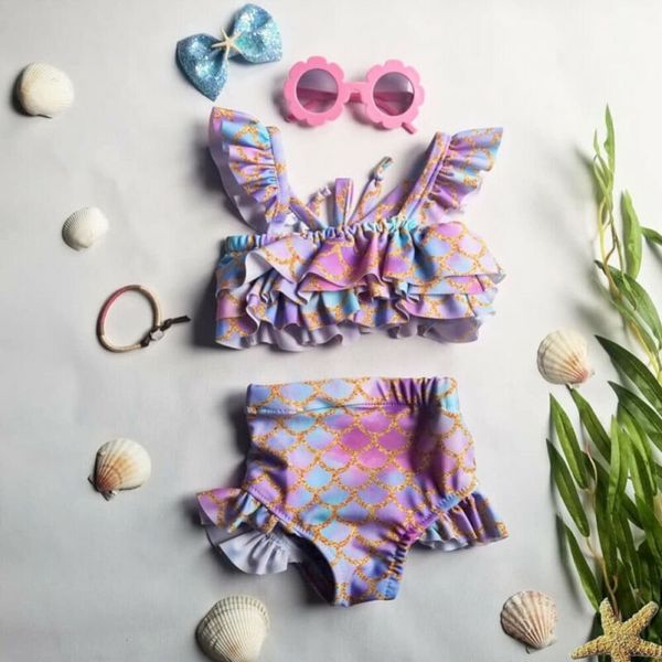 summer kids girl fish scale print bikinis sets ruffles crop +shorts 2pcs fashion children girl swimwear bathing suits
summer kids girl fish scale print bikinis sets ruffles crop +shorts 2pcs fashion children girl swimwear bathing suits