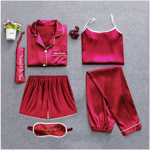 women's sleepwear pajamas seven pieces robe simple simulation silk leisure penear robes for women bathrobe, Black;red
women's sleepwear pajamas seven pieces robe simple simulation silk leisure penear robes for women bathrobe, Black;red