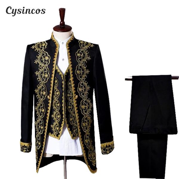 cysincos s-xxl mens classic three piece embroidery stage singer wedding suits latest coat pant designs costume homme, White;black
cysincos s-xxl mens classic three piece embroidery stage singer wedding suits latest coat pant designs costume homme, White;black