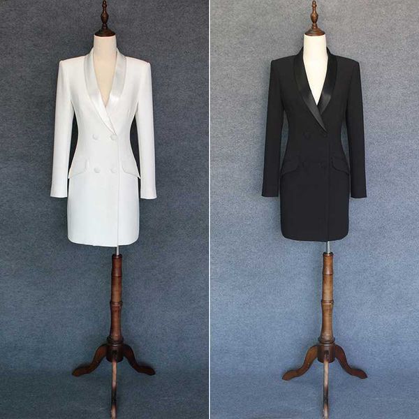 blazer runway double breasted elegant black white suit for long sleeve jacket coat women blazers, White;black
blazer runway double breasted elegant black white suit for long sleeve jacket coat women blazers, White;black