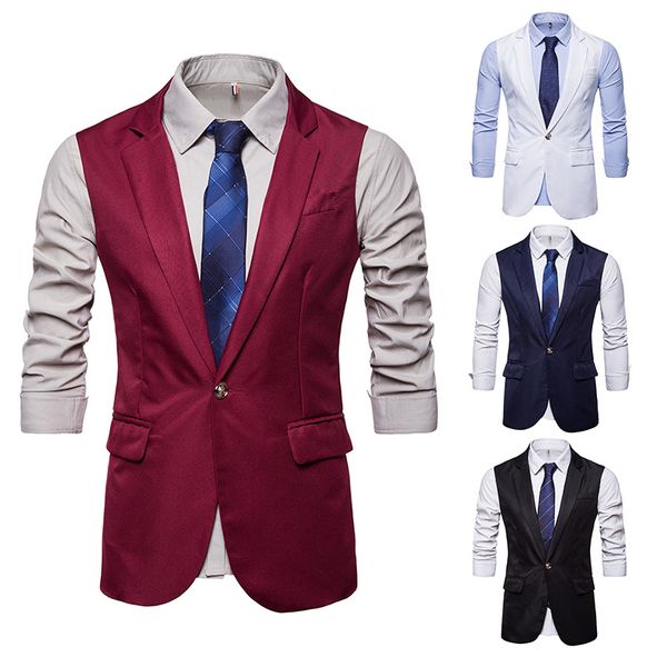 one button with pockets design new arrival men's classic formal business slim fit chain dress vest suit tuxedo waistcoat xxl, Black;white
one button with pockets design new arrival men's classic formal business slim fit chain dress vest suit tuxedo waistcoat xxl, Black;white