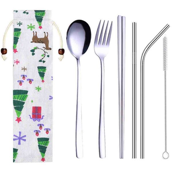 stainless steel dinnerware set metal straw spoon fork chopsticks tableware 6 pcs for travel outdoor office picnic 2020 gifts
stainless steel dinnerware set metal straw spoon fork chopsticks tableware 6 pcs for travel outdoor office picnic 2020 gifts