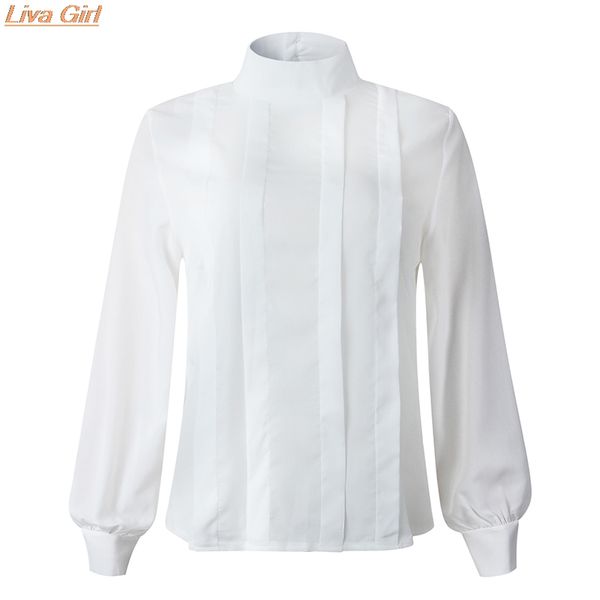 women autumn blouses shirt fashion loose thin half high collar pullover chiffon femal, White
women autumn blouses shirt fashion loose thin half high collar pullover chiffon femal, White
