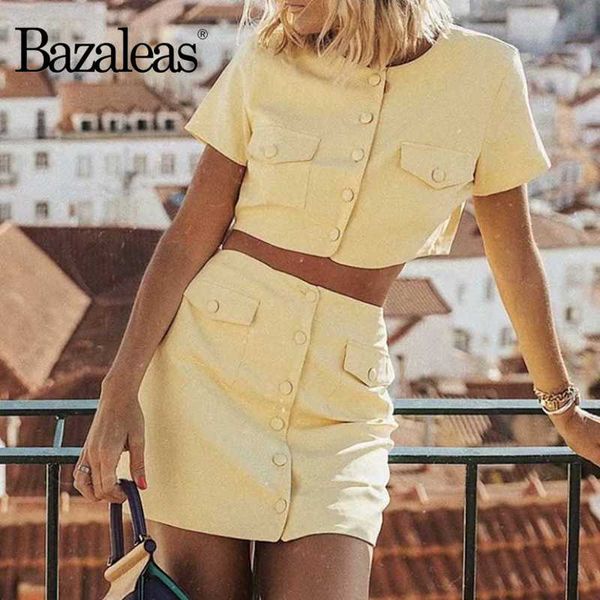 bazaleas vintage yellow two piece set harajuku pockets crop and mini skirt slim women suit fashion tracksuit women, White
bazaleas vintage yellow two piece set harajuku pockets crop and mini skirt slim women suit fashion tracksuit women, White