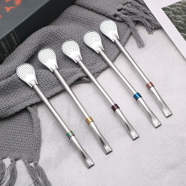 mate tea bombilla filter spoon 19cm stainless steel 304 spoon straw with colorful rings barware wholesale
mate tea bombilla filter spoon 19cm stainless steel 304 spoon straw with colorful rings barware wholesale