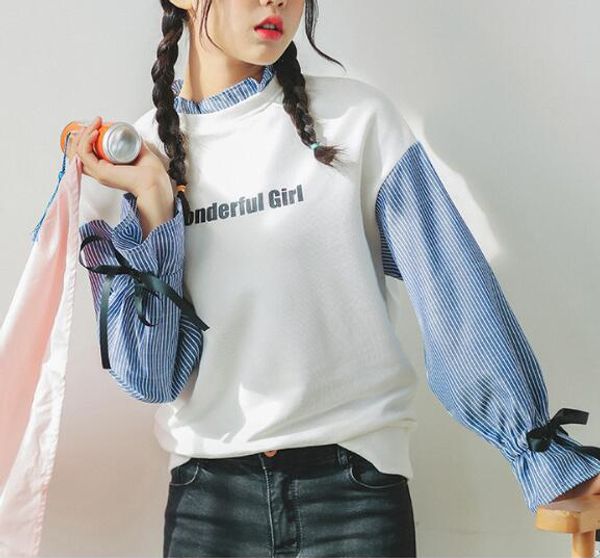 sweet girl ruffled collar sweatshirts for women striped patchwork puff sleeve pullovers sweatshirt female, Black
sweet girl ruffled collar sweatshirts for women striped patchwork puff sleeve pullovers sweatshirt female, Black