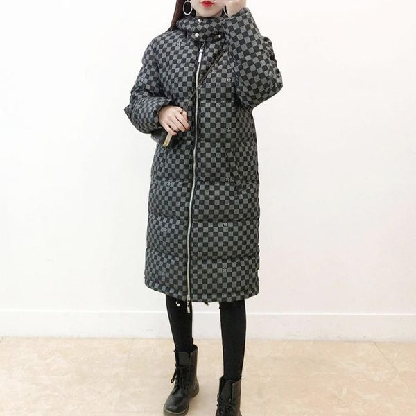 women's long down jacket loose large size down jacket checkerboard pattern ladies winter thick warm parasparks 2019 new coat qqaa6, Black
women's long down jacket loose large size down jacket checkerboard pattern ladies winter thick warm parasparks 2019 new coat qqaa6, Black