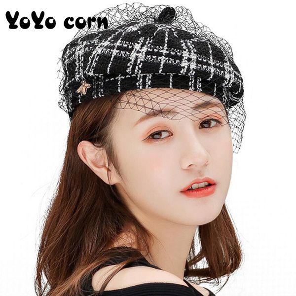 yoyocorn spring and autumn wedding fashion mesh bee bee autumn and winter plaid lace beret british hat woman pumpkin cap, Blue;gray
yoyocorn spring and autumn wedding fashion mesh bee bee autumn and winter plaid lace beret british hat woman pumpkin cap, Blue;gray