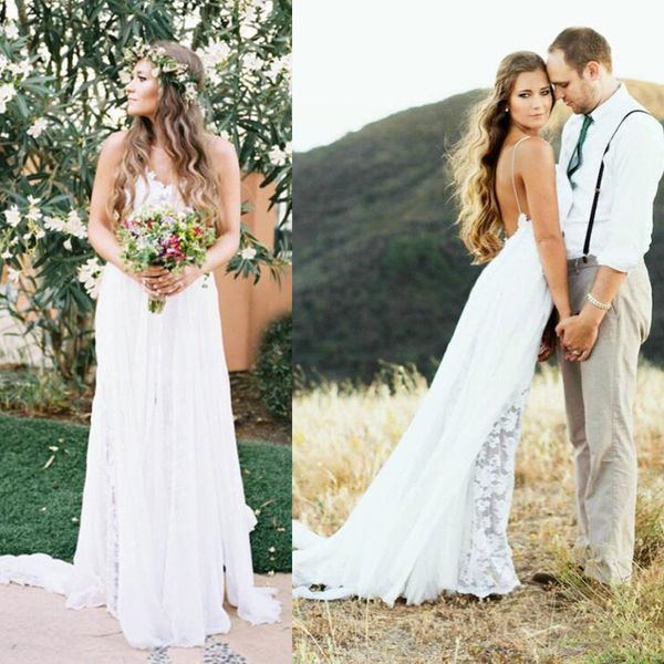 backless spaghetti straps bohemian wedding dresses lace chiffon long boho beach bridal gowns bride dress robe de mariage, White
backless spaghetti straps bohemian wedding dresses lace chiffon long boho beach bridal gowns bride dress robe de mariage, White