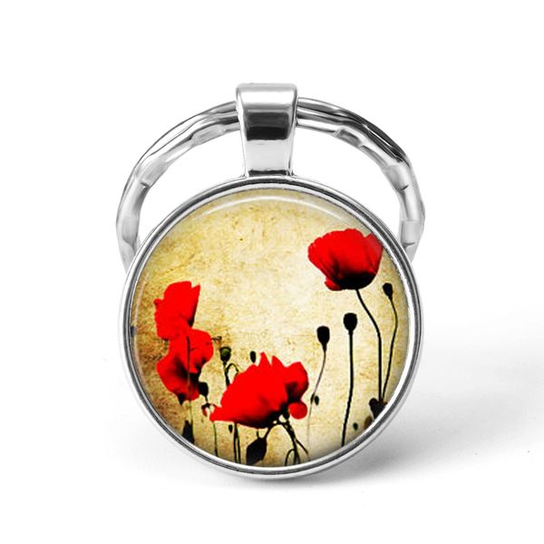 new red poppy keychain field of poppies flower floral art pendant key chains ring lotus rose charm women fashion jewelry, Slivery;golden
new red poppy keychain field of poppies flower floral art pendant key chains ring lotus rose charm women fashion jewelry, Slivery;golden