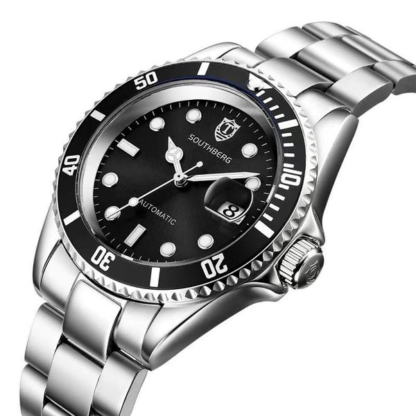southberg men automatic self wind mechanical relogio masculino men mechanical watches business wristwatches male clock j190706, Slivery;brown
southberg men automatic self wind mechanical relogio masculino men mechanical watches business wristwatches male clock j190706, Slivery;brown