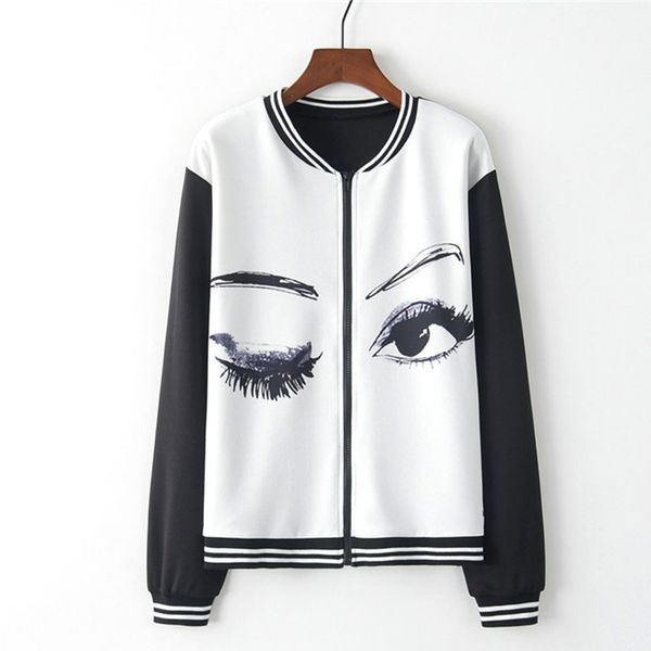 feitong autumn women jackets women long sleeve oversize o-neck eye print zipper pockets casual sport coat jacket for student, Black;brown
feitong autumn women jackets women long sleeve oversize o-neck eye print zipper pockets casual sport coat jacket for student, Black;brown