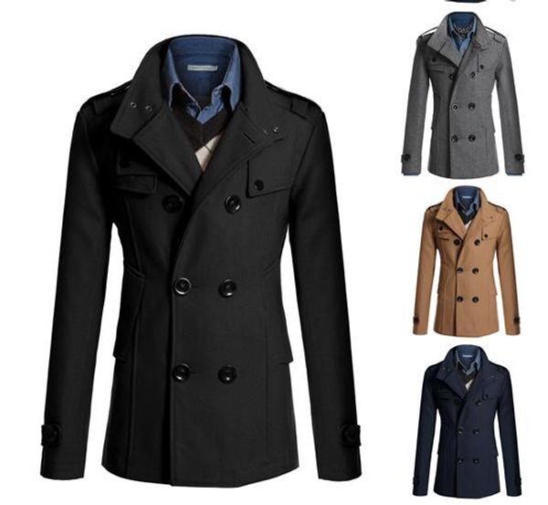 long sleeve trench coat wool blend men double breasted turtle neck epaulet side zipper design mens trench coat ing, Black
long sleeve trench coat wool blend men double breasted turtle neck epaulet side zipper design mens trench coat ing, Black