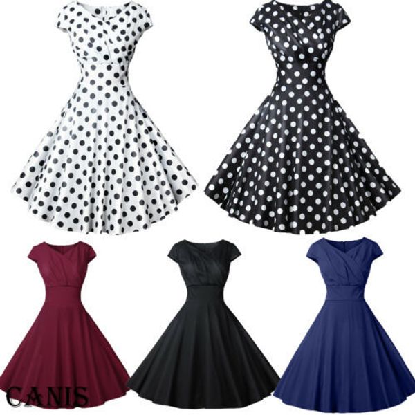 casual dresses women vintage dress rockabilly pinup party swing polka dot short sleeve high waist big +l, Black;gray
casual dresses women vintage dress rockabilly pinup party swing polka dot short sleeve high waist big +l, Black;gray