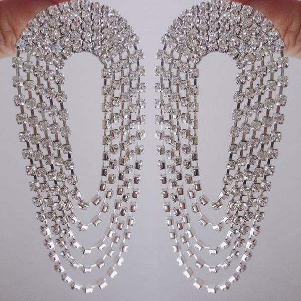 1 pair waterfall jewellery women earrings rhinestone tassel large charm round geometric dangle gift accessories wedding crystal, Silver
1 pair waterfall jewellery women earrings rhinestone tassel large charm round geometric dangle gift accessories wedding crystal, Silver