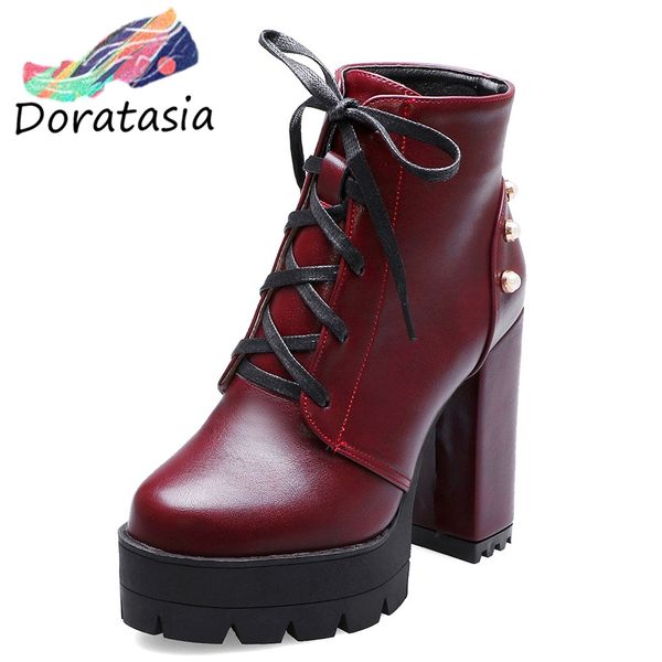 women's brand 2019 big size 44 high heels winter shoes woman motorcycles boots female platform shoelaces ankle boots women shoes, Black
women's brand 2019 big size 44 high heels winter shoes woman motorcycles boots female platform shoelaces ankle boots women shoes, Black