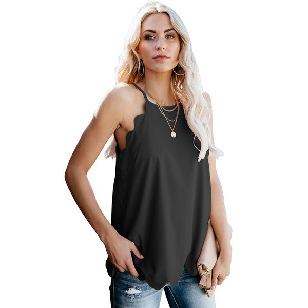 2019 summer new casual women's solid color sling round neck sleeveless shell wave side loose shirt women's clothing chiffon top, White
2019 summer new casual women's solid color sling round neck sleeveless shell wave side loose shirt women's clothing chiffon top, White