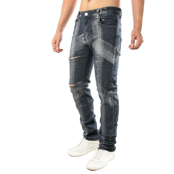 trade summer mens streetwear hole elastic jeans striped printed men trousers casual distressed slim pencil jeans pants, Blue
trade summer mens streetwear hole elastic jeans striped printed men trousers casual distressed slim pencil jeans pants, Blue