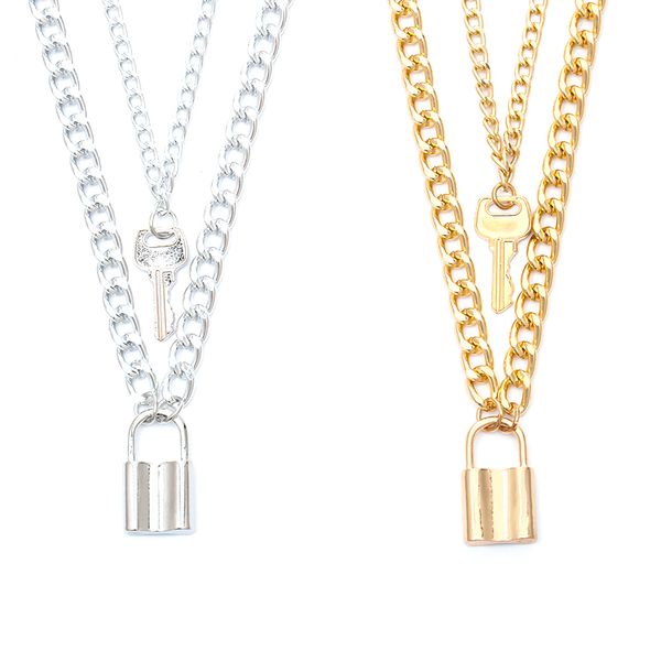 chokers 1pcs fashion style 2 colors padlock key pendant necklace multilayer alloy chain friendship gifts jewelry, Golden;silver
chokers 1pcs fashion style 2 colors padlock key pendant necklace multilayer alloy chain friendship gifts jewelry, Golden;silver