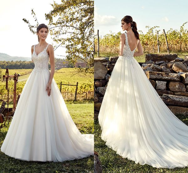 eddy k 2019 garden wedding dresses a line v neck backless lace appliques beach bridal gowns sweep train country bohemian wedding dress, White
eddy k 2019 garden wedding dresses a line v neck backless lace appliques beach bridal gowns sweep train country bohemian wedding dress, White