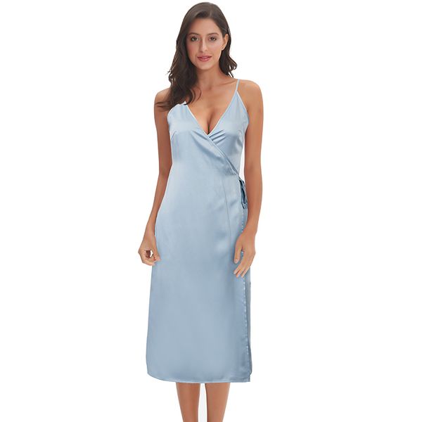 women dress summer spaghetti satin long dress bandage v neck elegant bodycon vestido very soft smooth, Black;gray
women dress summer spaghetti satin long dress bandage v neck elegant bodycon vestido very soft smooth, Black;gray