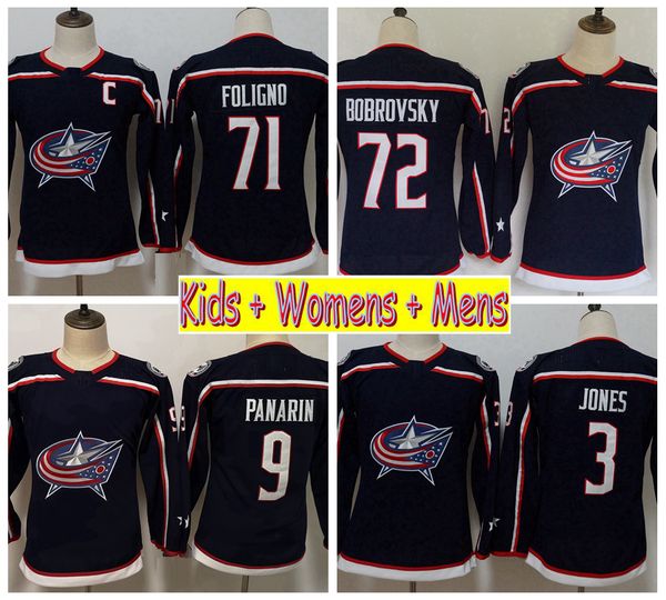 

2019 youth columbus blue jackets hockey jerseys 72 sergei bobrovsky 71 nick foligno 3 seth jones 9 artemi panarin kids womens mens shirts, Black;red