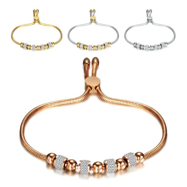 titanium steel charm bracelet adjustable length cz beaded strand bracelets for women female fashion hand jewelry, Golden;silver
titanium steel charm bracelet adjustable length cz beaded strand bracelets for women female fashion hand jewelry, Golden;silver