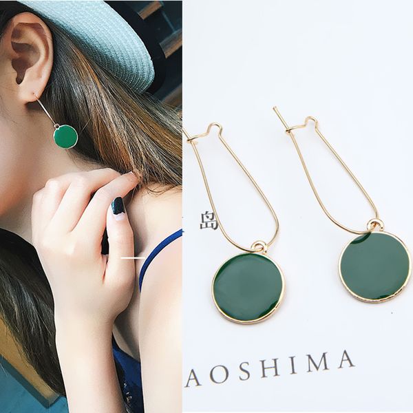 fashion women girl simple green circle small fresh earrings female character good quality pendant earrings, Silver
fashion women girl simple green circle small fresh earrings female character good quality pendant earrings, Silver