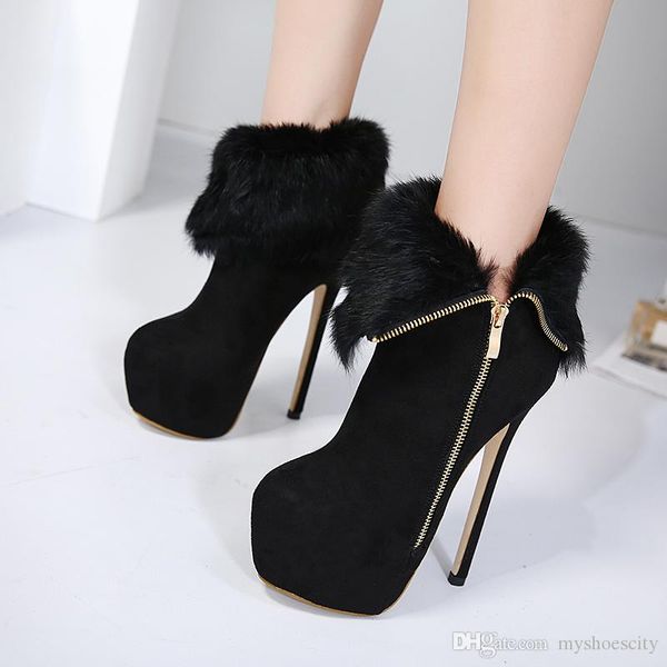 16cm black warm fur zip side platform ultra high heels women ankle boots come with box size 34 to 40
16cm black warm fur zip side platform ultra high heels women ankle boots come with box size 34 to 40