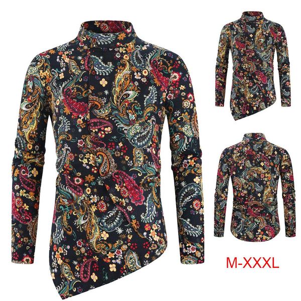 mens dress shirts cashew flower social flower hawaiian men shirt irregular unique design blouse male casual stand collar, White;black
mens dress shirts cashew flower social flower hawaiian men shirt irregular unique design blouse male casual stand collar, White;black