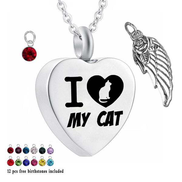 i my cat 12 piece birthstone crystal urn necklace heart memorial keepsake pendant ash cremation jewelry for ashes, Silver
i my cat 12 piece birthstone crystal urn necklace heart memorial keepsake pendant ash cremation jewelry for ashes, Silver