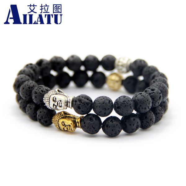 ailatu wholesale men's beaded energy lava stone buddha bracelet selling gift jewelry, Golden;silver
ailatu wholesale men's beaded energy lava stone buddha bracelet selling gift jewelry, Golden;silver