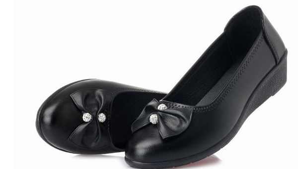 women's shoes in spring and autumn slope heel round head @616335, Black