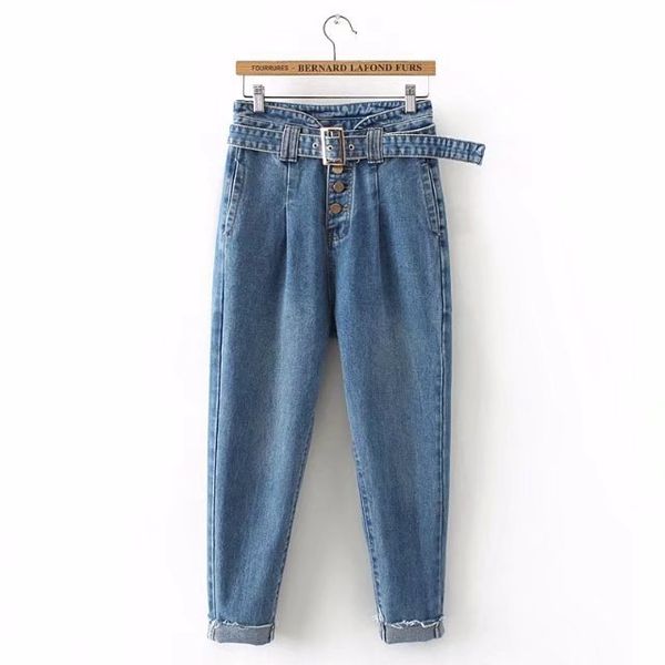 daily apparel women 2019 spring fashion casual designer trousers denim high waist harem ninth pants jeans with belt, Blue
daily apparel women 2019 spring fashion casual designer trousers denim high waist harem ninth pants jeans with belt, Blue