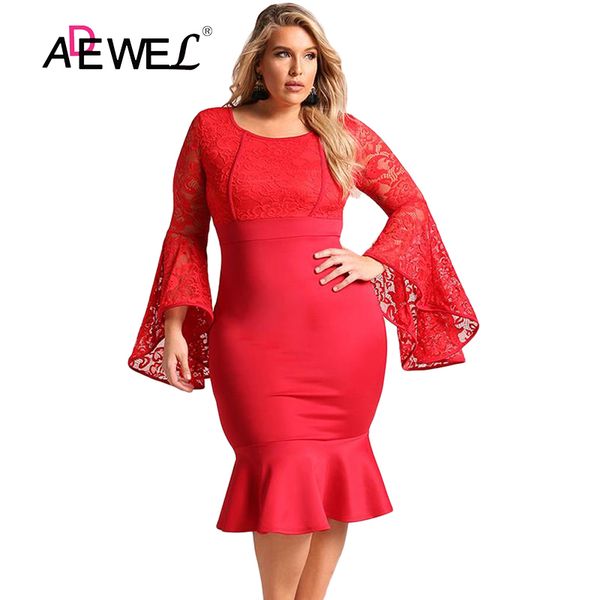 adewel 2019 red plus size lace bell sleeve mermaid bodycon dress sukienka siatka women hollow out bodycon short dress 4xl, Black;pink
adewel 2019 red plus size lace bell sleeve mermaid bodycon dress sukienka siatka women hollow out bodycon short dress 4xl, Black;pink