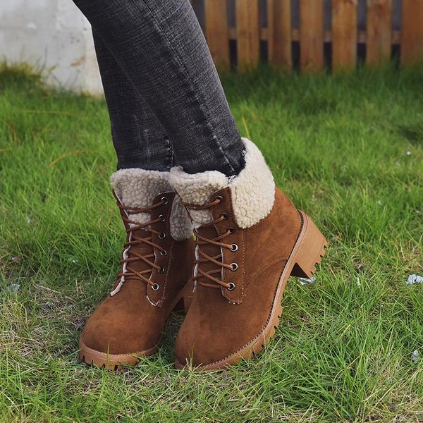 women winter ankle boots ladies lace up warm fur plush woman chunky heels plus size women's non slip suede female casual shoes, Black
women winter ankle boots ladies lace up warm fur plush woman chunky heels plus size women's non slip suede female casual shoes, Black