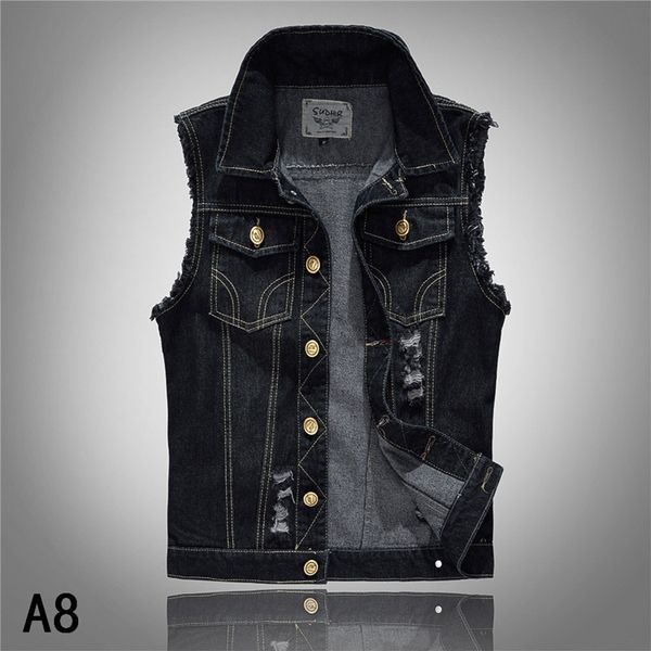 new spring autumn vintage design men's denim vest male black sleeveless jackets men hole jeans brand waistcoat, Black;white
new spring autumn vintage design men's denim vest male black sleeveless jackets men hole jeans brand waistcoat, Black;white
