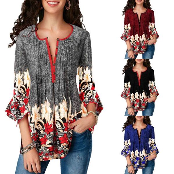 2019 new spring autumn plus size women t shirts loose casual three quarter o-neck floral print irregular female t shirt 5xl, White
2019 new spring autumn plus size women t shirts loose casual three quarter o-neck floral print irregular female t shirt 5xl, White