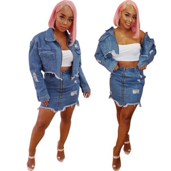 women jeans denim jacket jeans suit-dress jacket windbreaker bomber rope hole women denim blend coat xm194, White