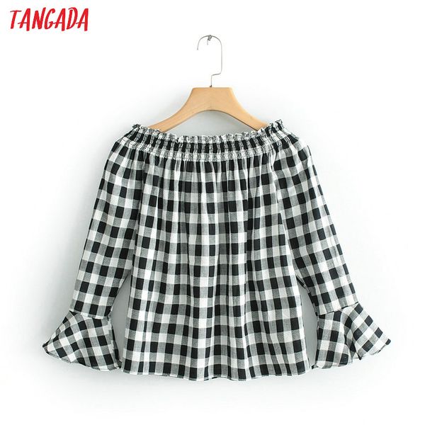 tangada women plaid print shirt stretch slash neck flare sleeve blouse 2019 lady fashion women summer blusas jn227, White
tangada women plaid print shirt stretch slash neck flare sleeve blouse 2019 lady fashion women summer blusas jn227, White