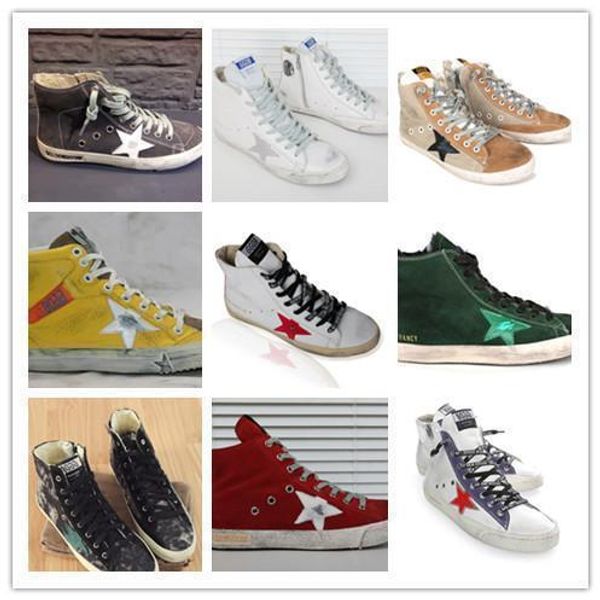 2020 italy brands golden old style designers fashion sneakers genuine leather mens womens casual shoes gooses trainer francy superstar g-030, Black;red
