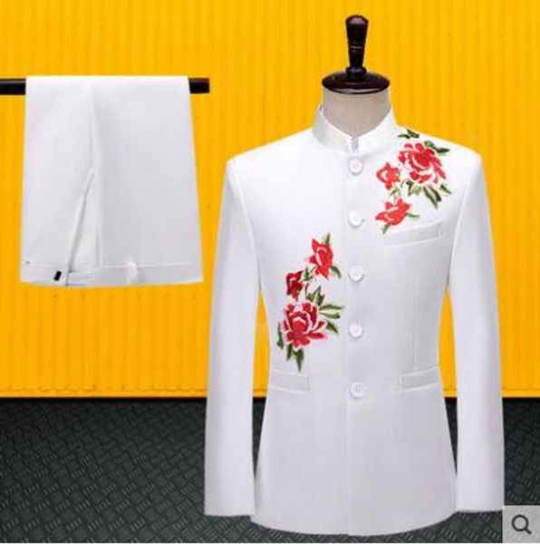 singer men chinese tunic suit set with pants mens wedding suits embroidery stage slim formal dress men's groom suit stand collar, White;black
singer men chinese tunic suit set with pants mens wedding suits embroidery stage slim formal dress men's groom suit stand collar, White;black
